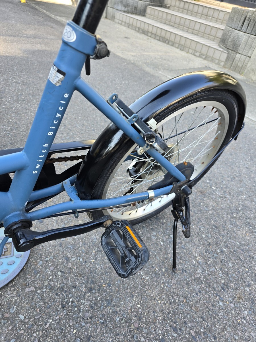 Crew 折りたたみ自転車 6ギア 20インチ ブルー 前カゴ付 カギあり_画像10