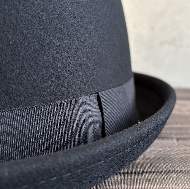 帽子 上質 ウール ポークパイ ハット フェルト レイハット テラピンチハット 羊毛 秋 冬 59cm サイズ調整 無地 男女兼用 ウール100 黒_画像4