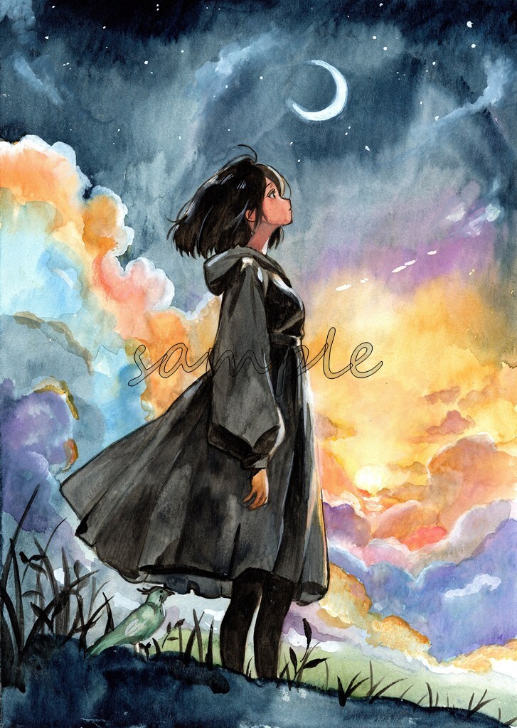 [ ручные иллюстрации ]oli Cara девочка цвет произведение акварель бумага акварельная живопись интерьер исходная картина аналог симпатичный A4 ручные иллюстрации C98