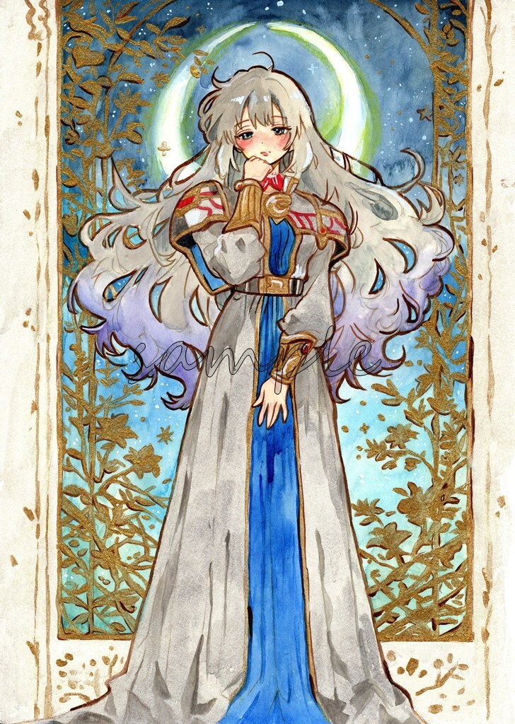 [ ручные иллюстрации ]oli Cara девочка цвет произведение акварель бумага акварельная живопись интерьер исходная картина аналог симпатичный A4 ручные иллюстрации C97