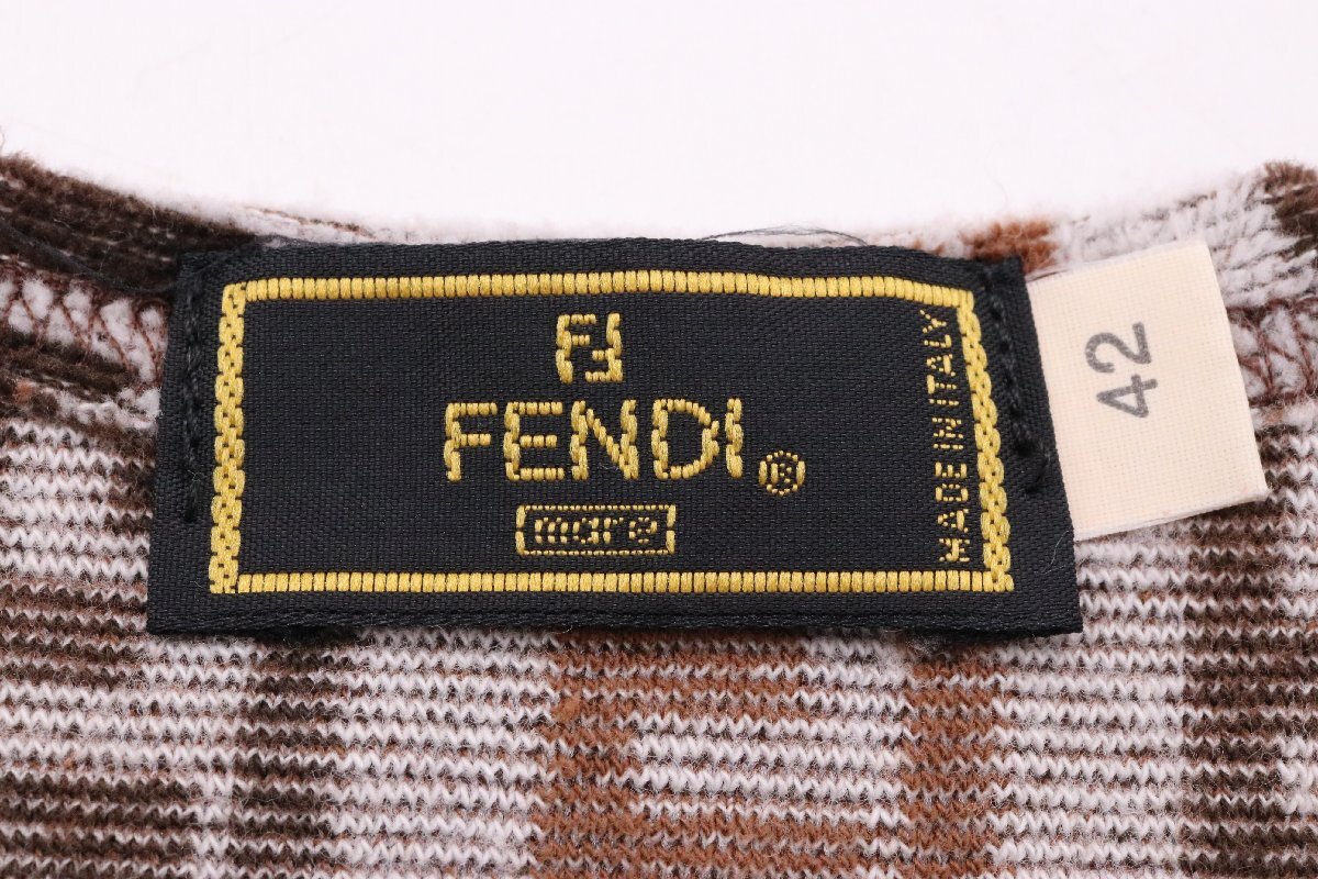 [ б/у прекрасный товар ]FENDI Fendi рубашка с коротким рукавом cut and sewn пирог ru ткань Zucca рисунок общий рисунок размер 42 Brown серый чай пепел хлопок [..]