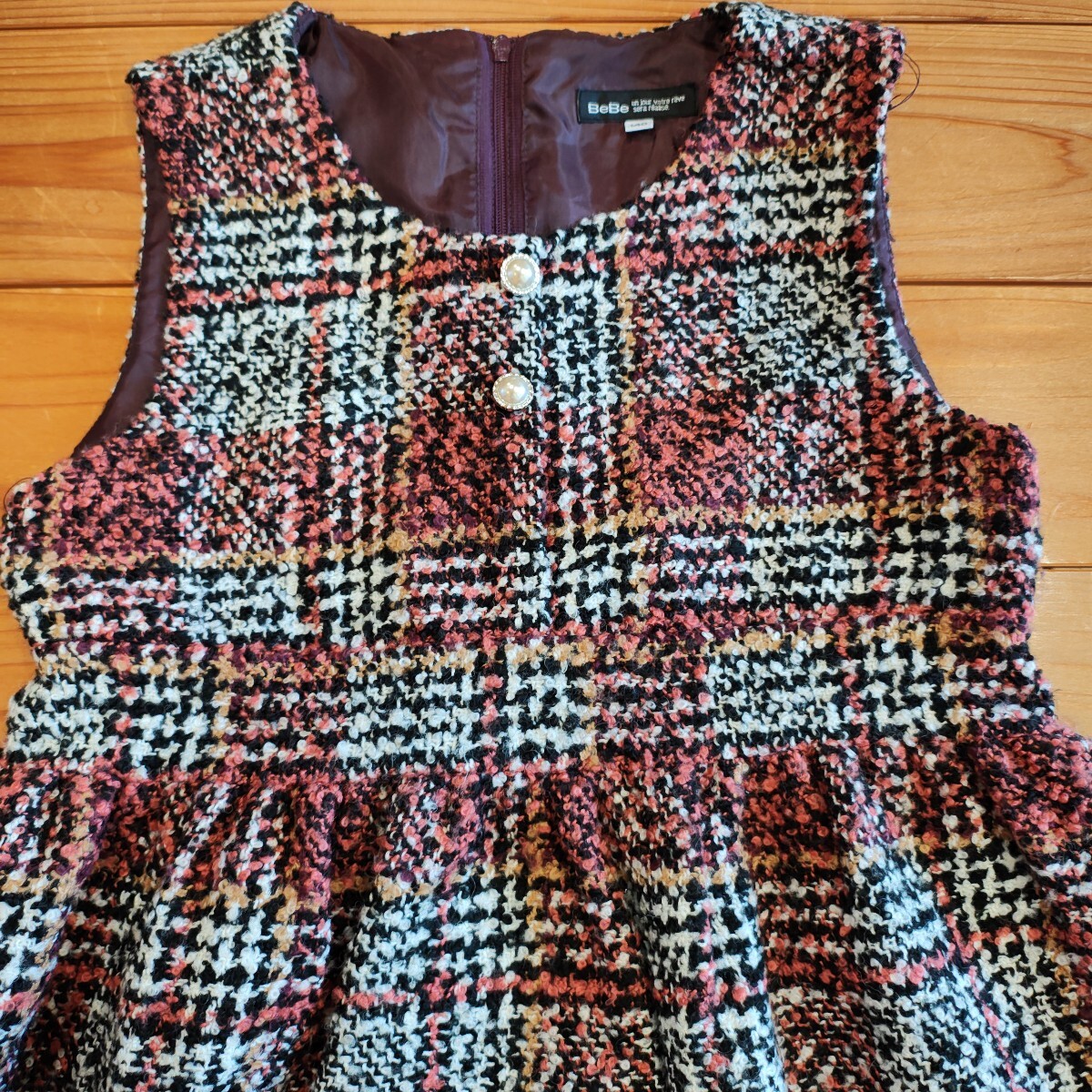 べべ　bebe　 ツイード ワンピース 女の子　　140cm　混毛　暖かい_画像2