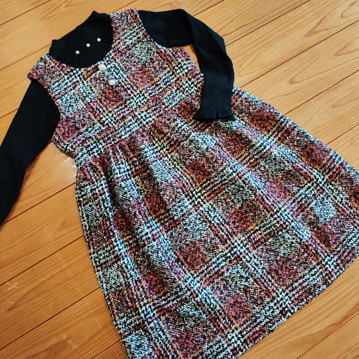 べべ　bebe　 ツイード ワンピース 女の子　　140cm　混毛　暖かい_画像8