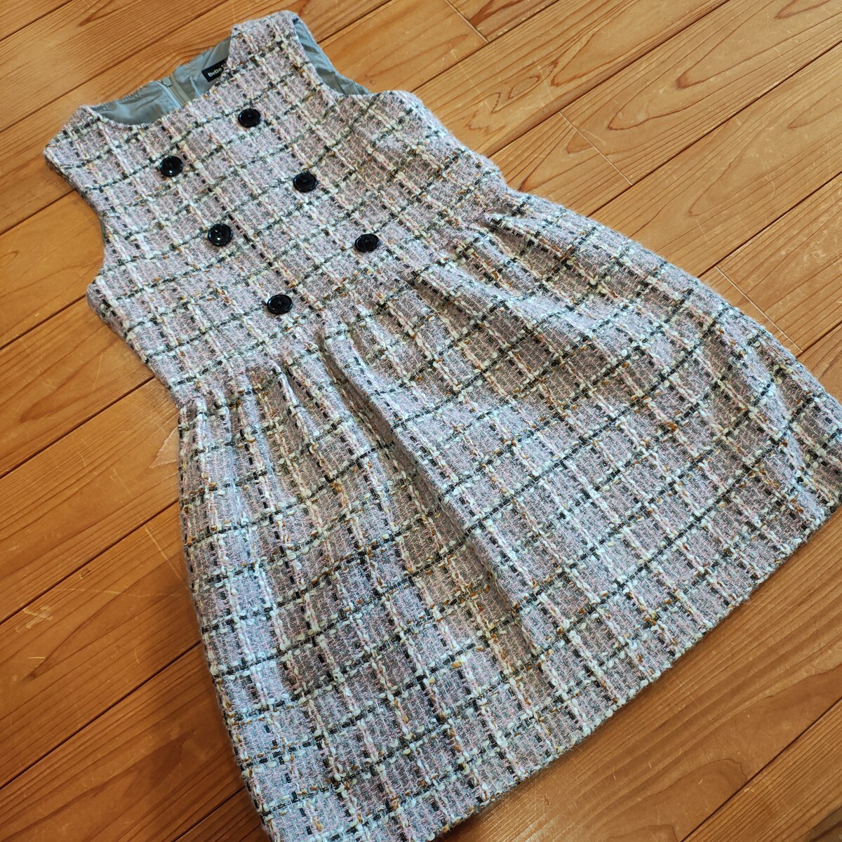 べべ　bebe　ピンク チェック ワンピース　140cm 女の子 混毛　_画像1