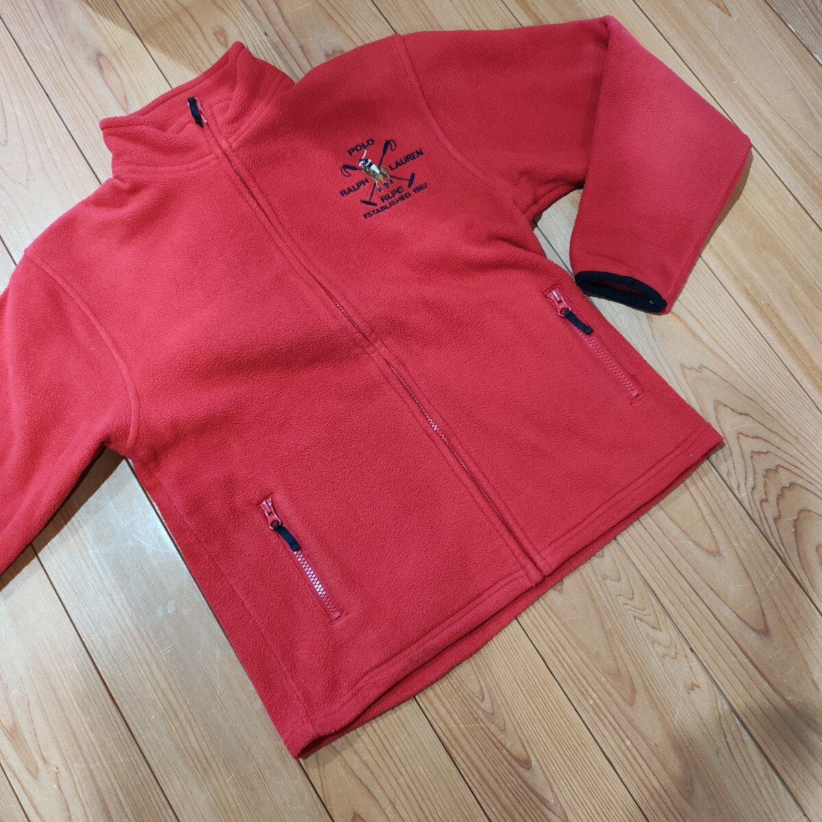 150cm 12T 14T POLO by RALPH LAUREN フリースジャケット 赤_画像1