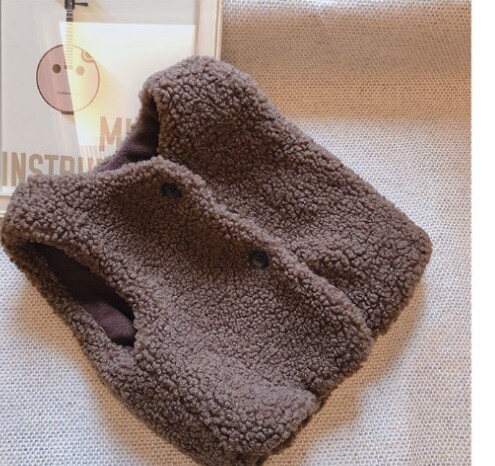 新品　110 ボアベスト ブラウン 子供　ベビー 男の子 女の子 ベスト 秋冬 冬服 キッズ 男女兼用 子ども服 モコモコ もこもこ 前開き 茶色_画像4