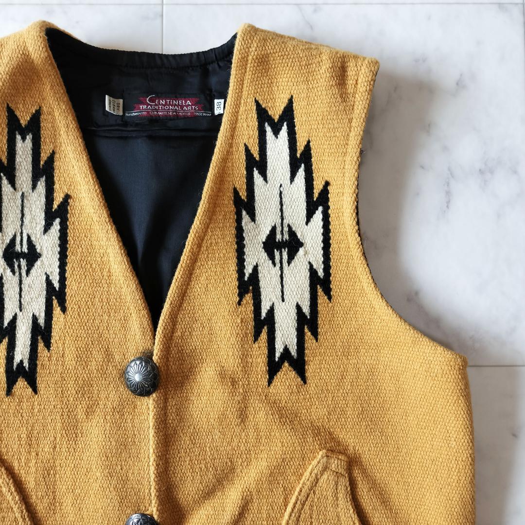 希少デザイン センチネラ ポケット付きポインテッドチマヨベスト 38 M メンズ CENTINEL POINTED VEST コンチョボタン ORTEGA's オルテガ_画像4