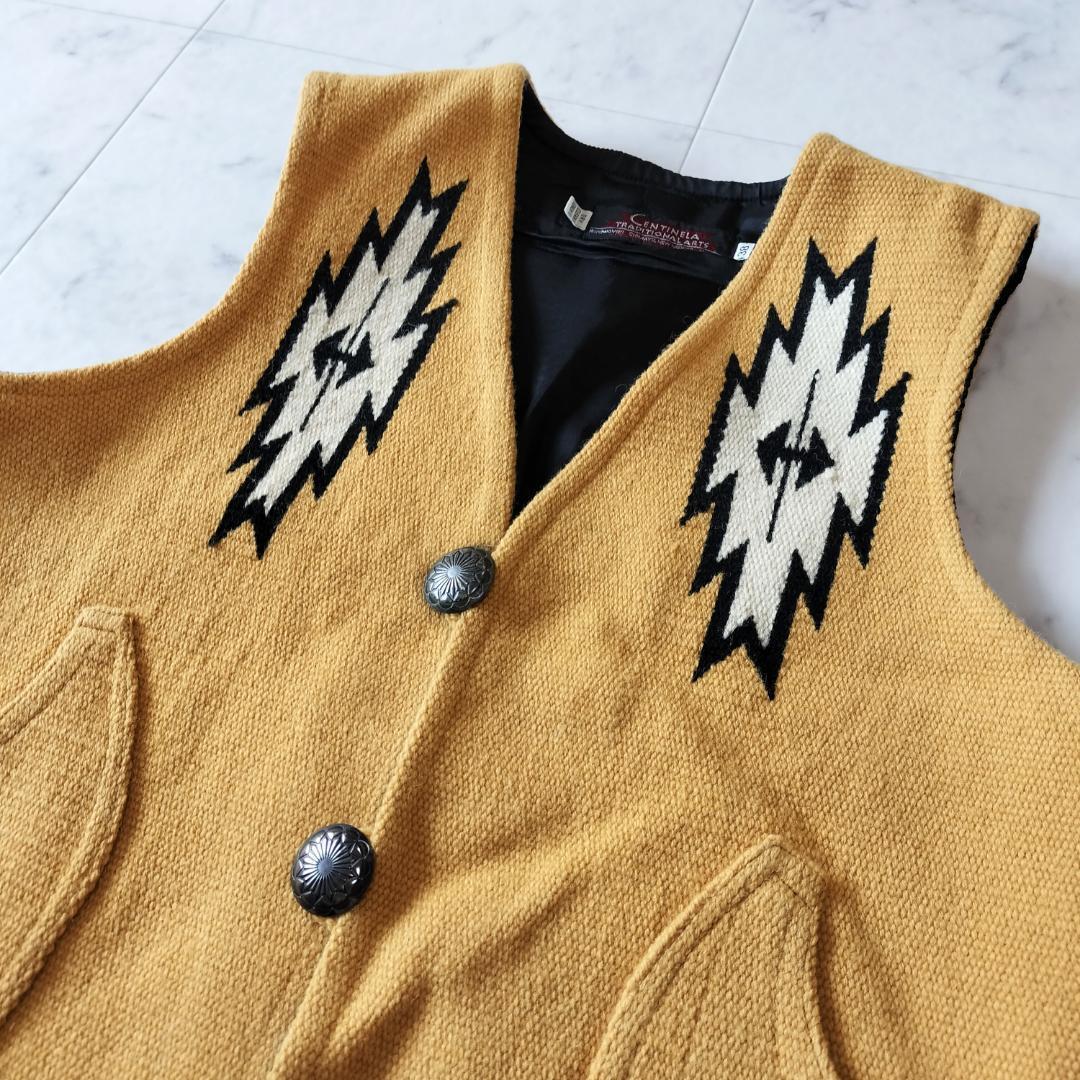 希少デザイン センチネラ ポケット付きポインテッドチマヨベスト 38 M メンズ CENTINEL POINTED VEST コンチョボタン ORTEGA's オルテガ_画像6