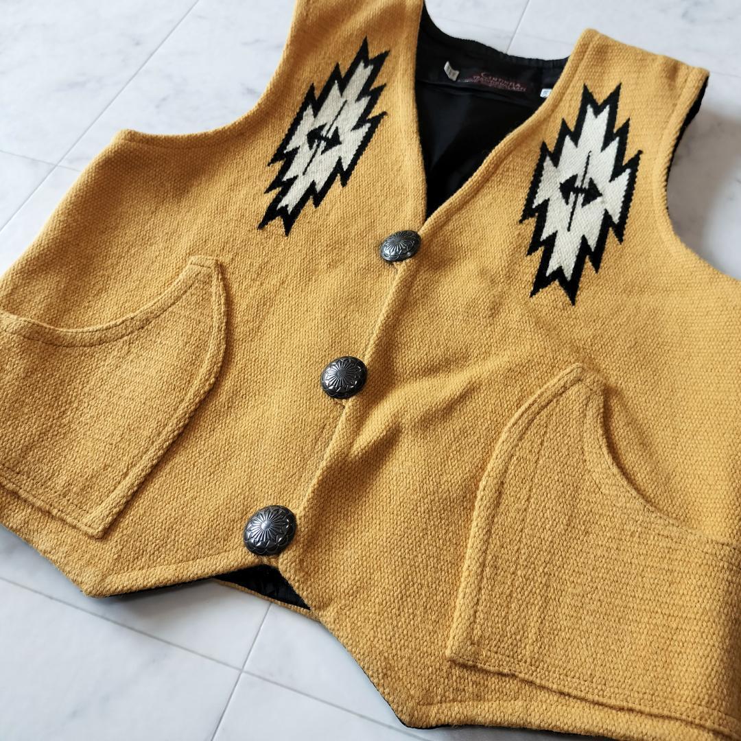 希少デザイン センチネラ ポケット付きポインテッドチマヨベスト 38 M メンズ CENTINEL POINTED VEST コンチョボタン ORTEGA's オルテガ_画像7