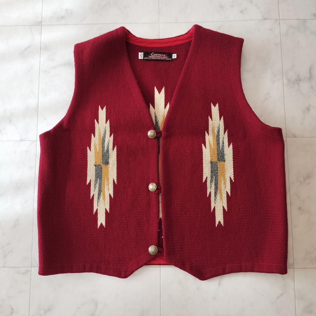 センチネラ 人気カラーレッド 42 XL ポインテッドチマヨベスト コンチョ メンズ Centinela POINTED VEST ラグベスト ORTEGA's オルテガ_画像1