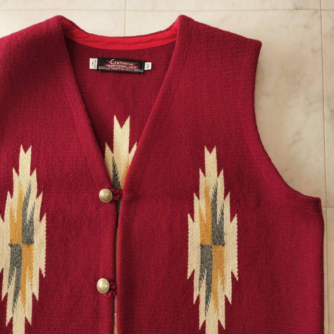 センチネラ 人気カラーレッド 42 XL ポインテッドチマヨベスト コンチョ メンズ Centinela POINTED VEST ラグベスト ORTEGA's オルテガ_画像4