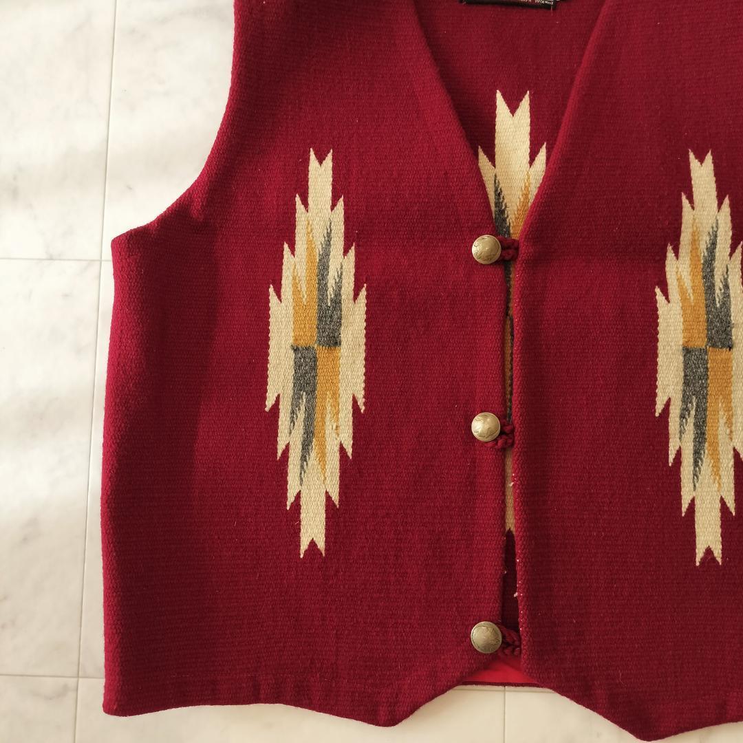 センチネラ 人気カラーレッド 42 XL ポインテッドチマヨベスト コンチョ メンズ Centinela POINTED VEST ラグベスト ORTEGA's オルテガ_画像5