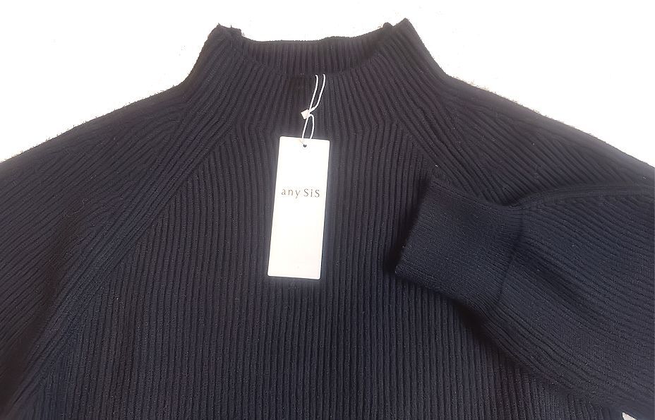 any SiS エニィスィス・オンワード★ラグラン・ハイネック・ニット・セーター・；ブラック・2/M★未使用_画像5