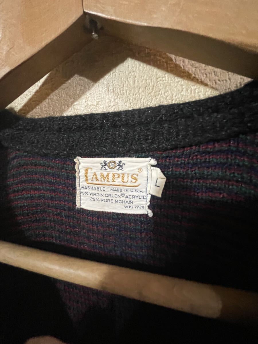 ビンテージ！　７０ｓ　USA製　カーディガン　英国チェック　アクリル　バージンオーロン　アンティーク　パンク　ロック_画像6