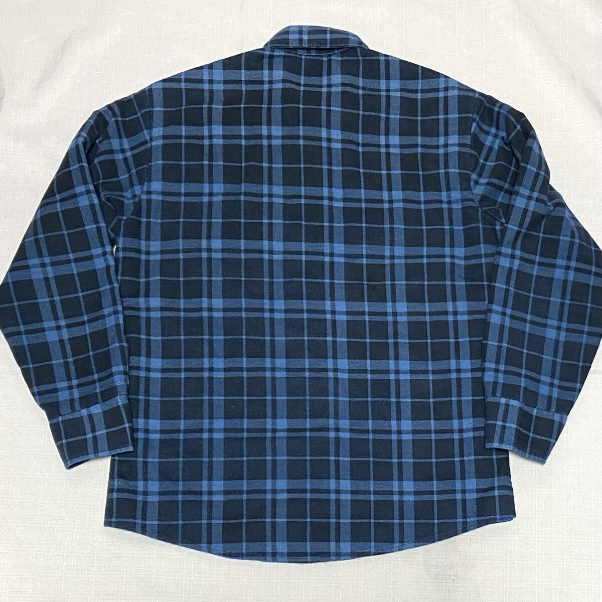70s ビンテージ SEARS 黒 青 チェック キルティング 中綿 ネルシャツ M USA製 ブラック プリントネル 70年代 シアーズ Fieldmaster 古着_画像8