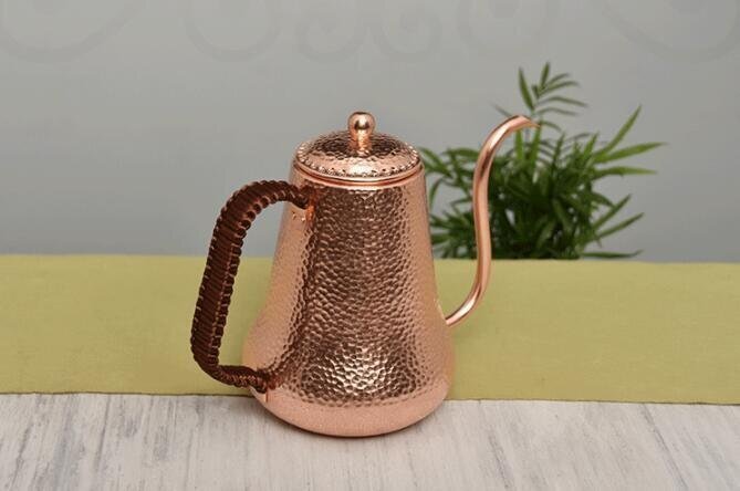 新入荷◆純銅 大容量コーヒーポット制コーヒー器具銅イメージ紫銅ハンマー紋コーヒーポット細口ポットコーヒーポット900ML_画像2