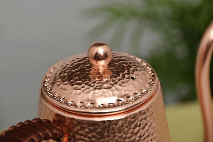 新入荷◆純銅 大容量コーヒーポット制コーヒー器具銅イメージ紫銅ハンマー紋コーヒーポット細口ポットコーヒーポット900ML_画像5