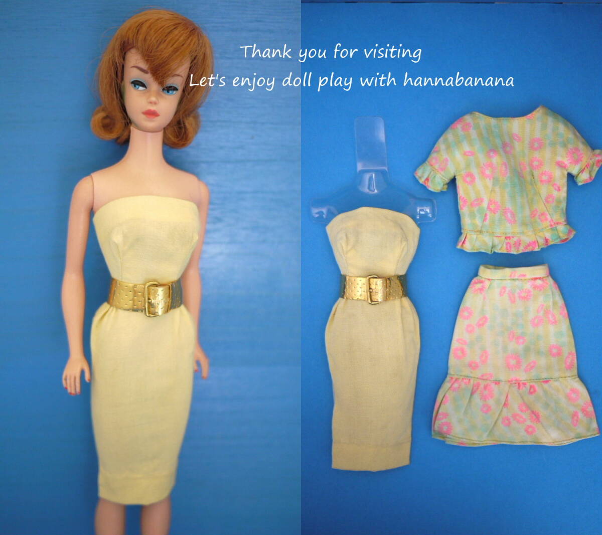No Doll 049* ヴィンテージ　バービー　アウトフィット　#987 Oraange Blossom＋カラーマジックスカートスーツ＋オリジナルベルト_画像1
