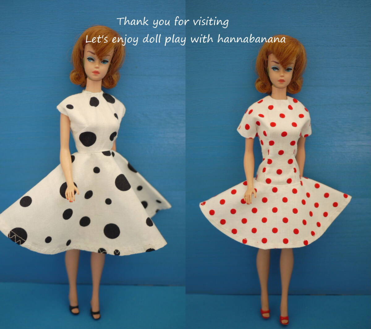 No Doll 050* ヴィンテージ　バービーサイズ　マミーメイドドレス2着_画像1