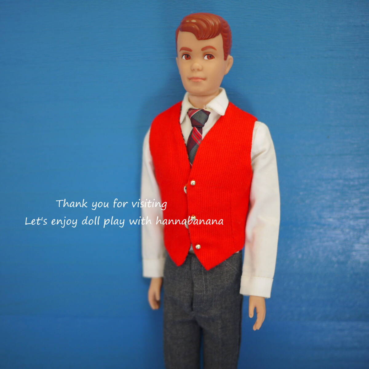 No Doll 040* ヴィンテージ　ケン　アウトフィット Vest＋#786 Saturday Dateシャツ・スラックス・ネクタイ ニアミント_画像1