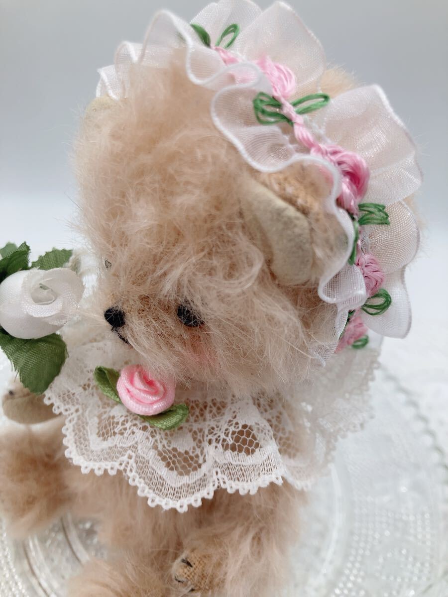 テディベア ハンドメイド オリジナルベア はっさくBEAR アンティーク 作家 ぬいぐるみ　バラ リボン_画像8