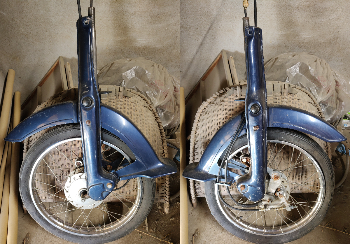 スーパーカブ50 カスタム CUSTOM CM C50 フロント フォーク ステム サスペンション アンチリフト アドベンチャーブルーメタリック 青 旧型_画像1