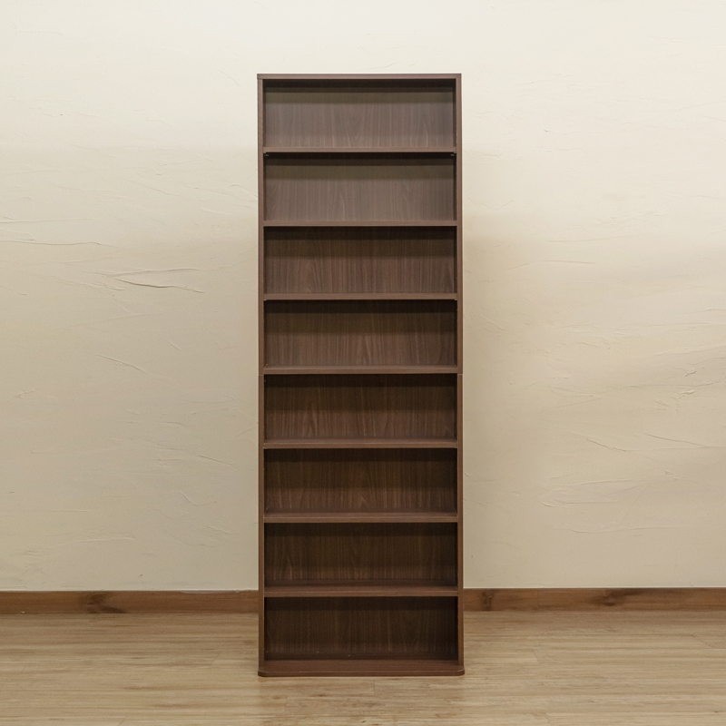 本棚 コミックラック 収納 幅60cm 高さ180cm ハイタイプ スリム 薄型 内寸15cm CD DVD HMP-05 茶色ブラウン系 ウォールナット(WAL)_画像2