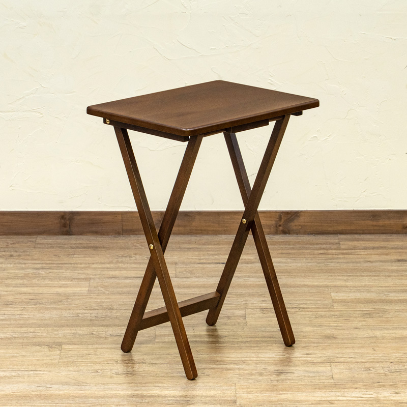 折りたたみデスク 48cm幅 木製 長方形 省スペース ソファサイド ベッドサイド テーブル IS-01 ブラウン(BR)_画像4