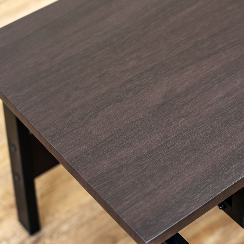 パソコンデスク 90cm幅 キーボード棚 座卓 スチール 長方形 ロータイプ 平机 PC フリーテーブル CT-2650 ウォールナット(WAL)_画像5