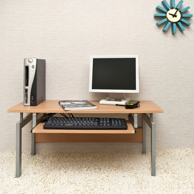 パソコンデスク 90cm幅 キーボード棚 座卓 スチール 長方形 ロータイプ 平机 PC フリーテーブル CT-2650 ウォールナット(WAL)_画像10