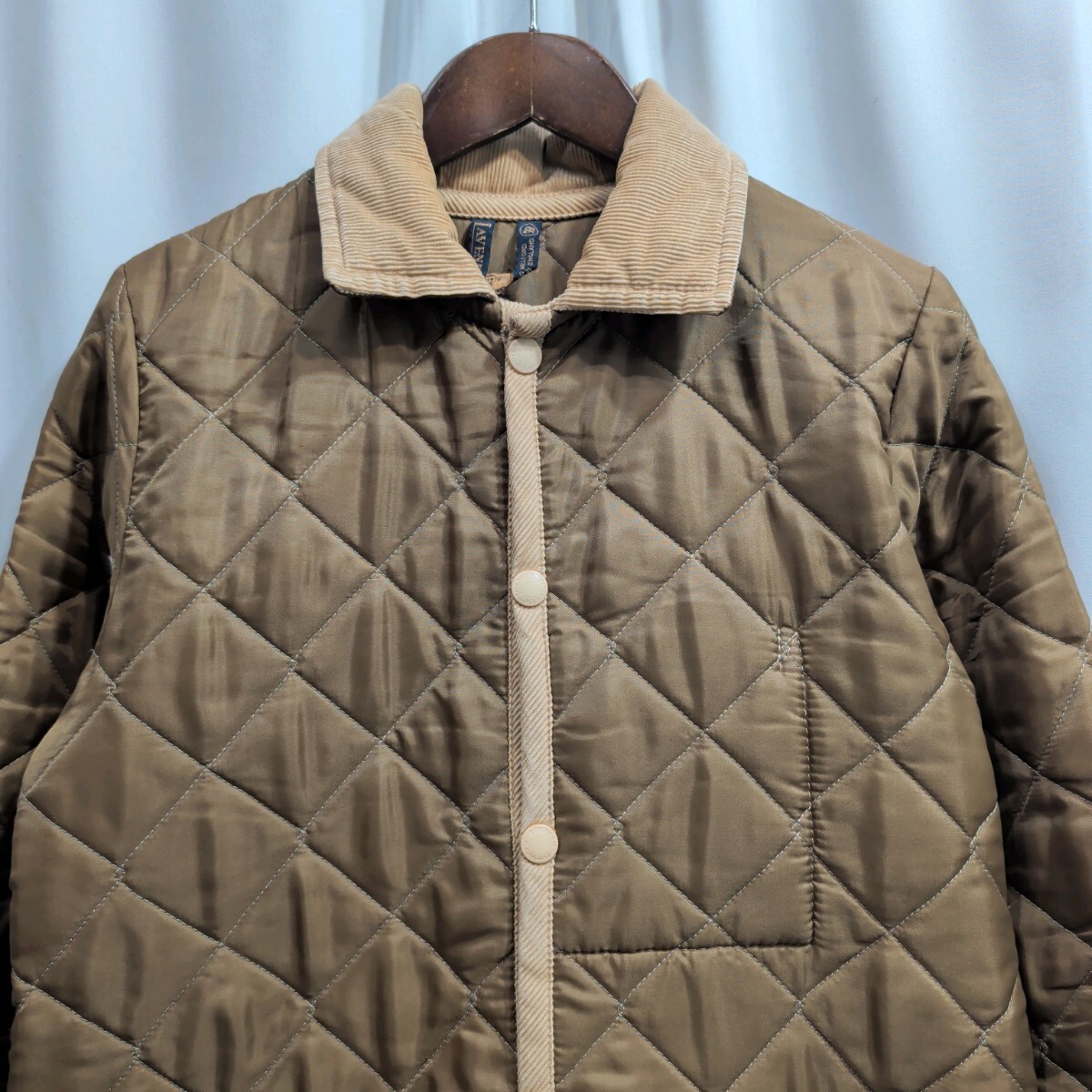 英国製 LAVENHAM ラベンハム キルティングジャケット 36/S相当 メンズ 長袖 アウター コート 中綿 ベージュ_画像2