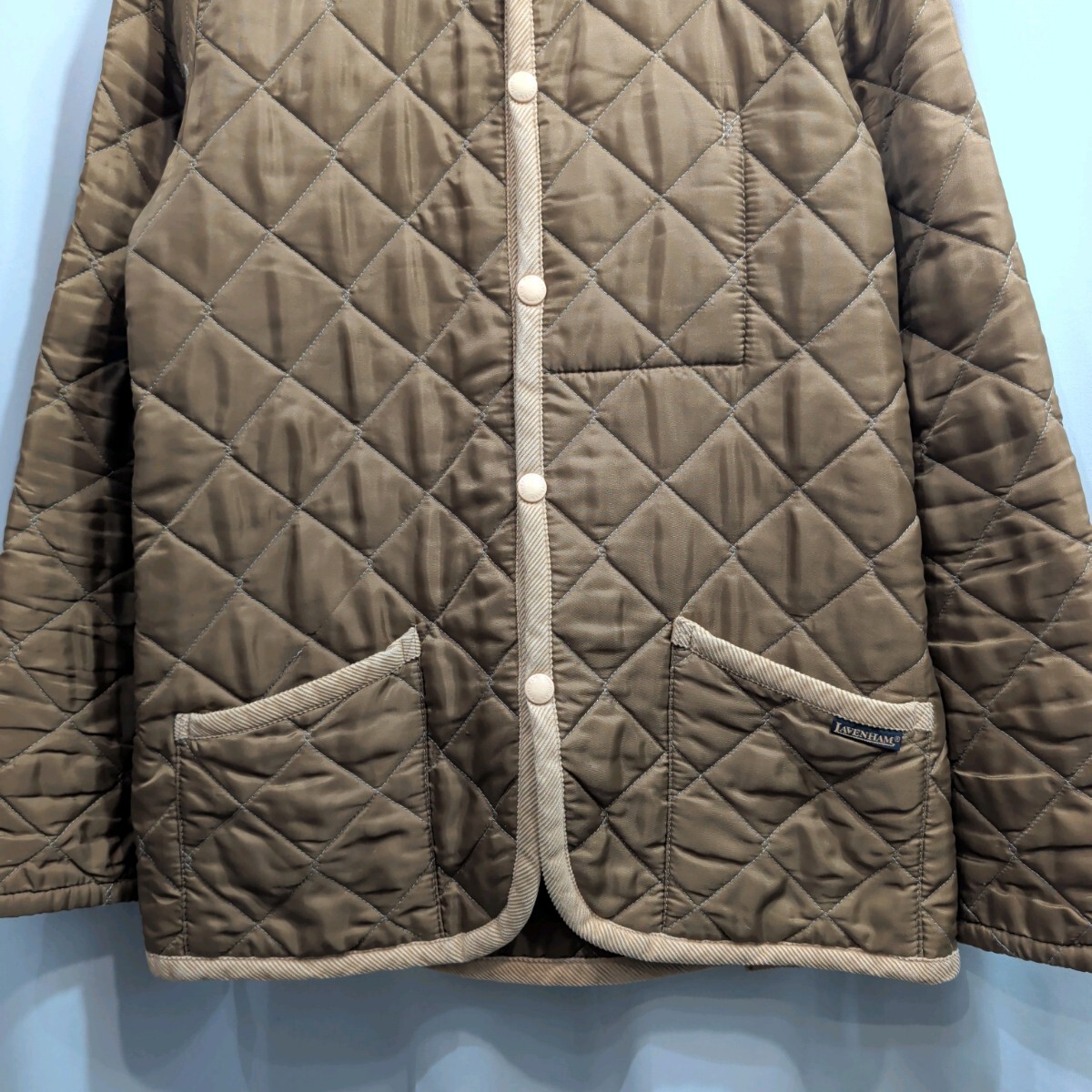 英国製 LAVENHAM ラベンハム キルティングジャケット 36/S相当 メンズ 長袖 アウター コート 中綿 ベージュ_画像3