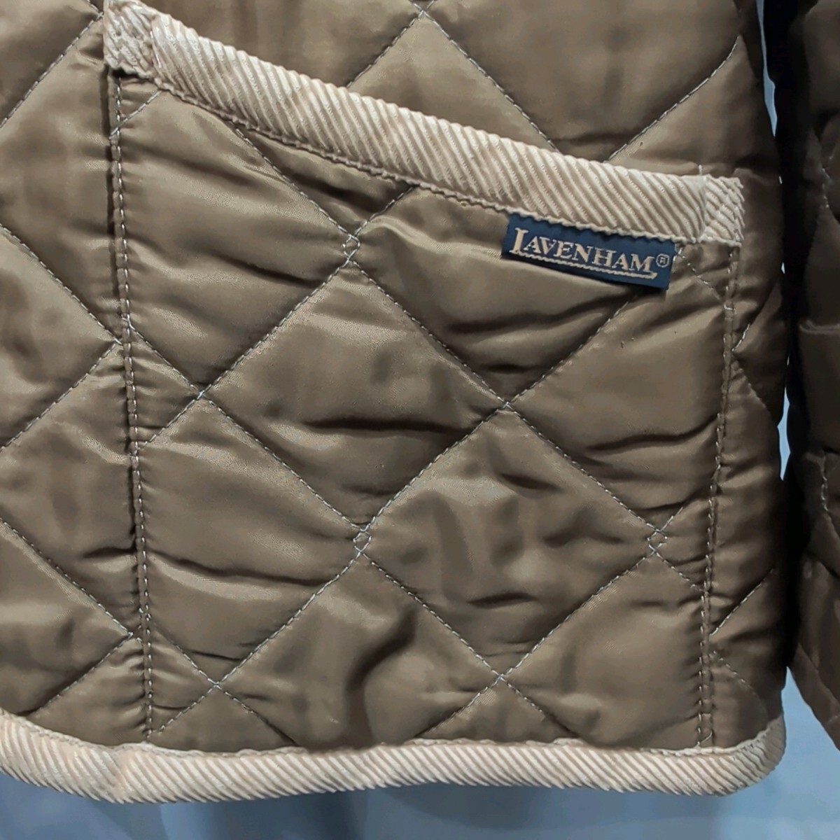英国製 LAVENHAM ラベンハム キルティングジャケット 36/S相当 メンズ 長袖 アウター コート 中綿 ベージュ_画像5