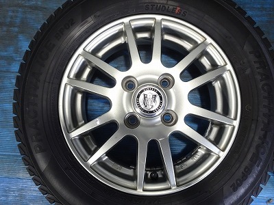 ★NIRVANA★145/80R13 13x4.00B +42 4穴 100 中古タイヤホイールセット 4本 スタッドレス【福島発 送料無料】FUK-F17888★冬_画像2