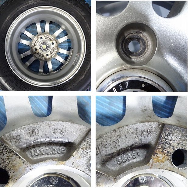 ★NIRVANA★145/80R13 13x4.00B +42 4穴 100 中古タイヤホイールセット 4本 スタッドレス【福島発 送料無料】FUK-F17888★冬_画像7