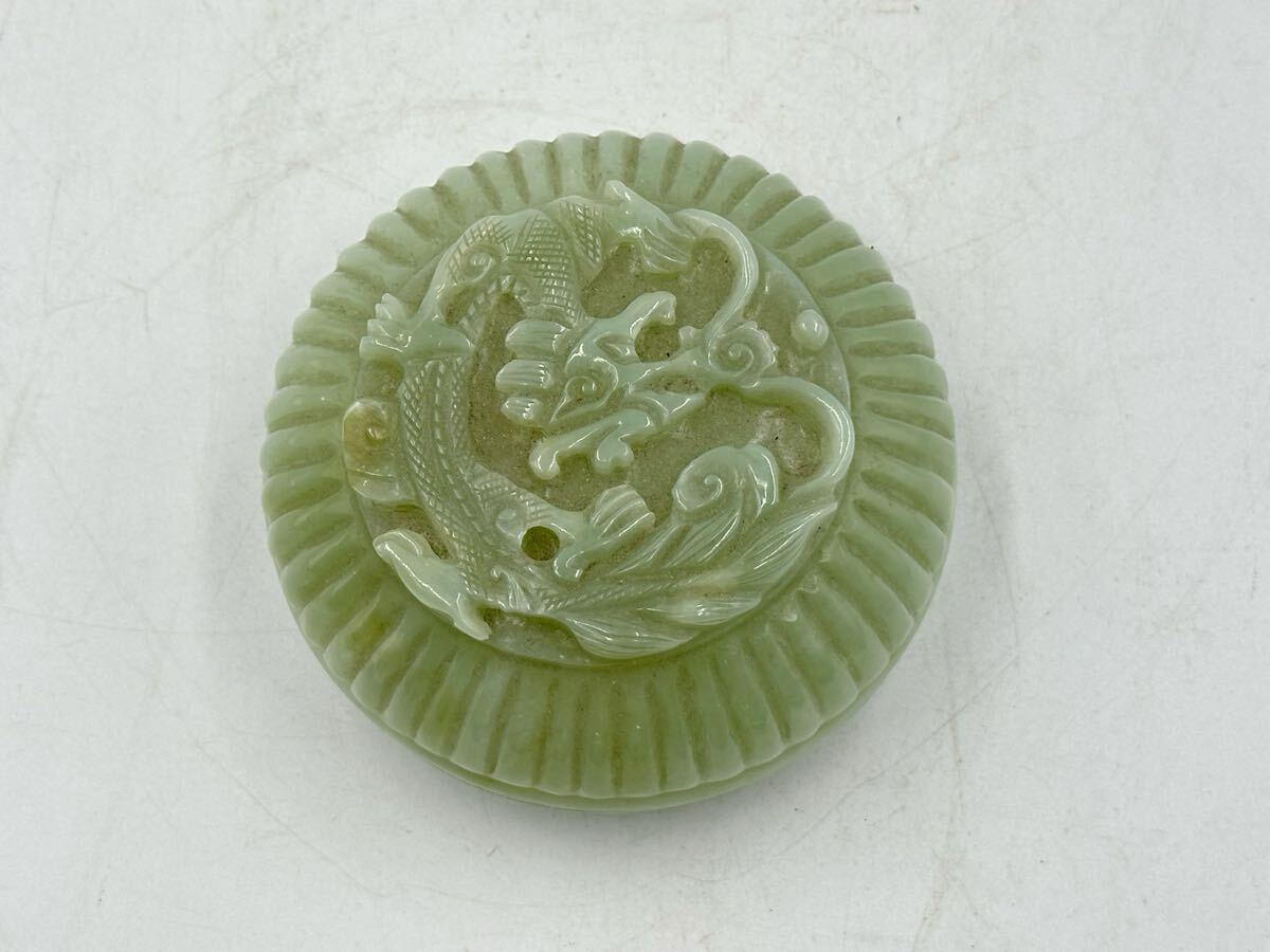 砡香合 龍彫刻 箱付 天然石 中国美術 時代物 香道具 書道 蓋物 砡雕刻 玉製物 唐物 砡石_画像2