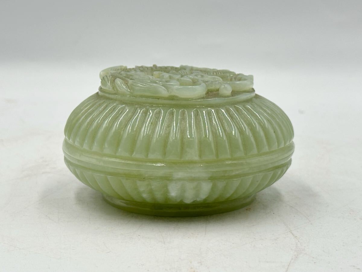 砡香合 龍彫刻 箱付 天然石 中国美術 時代物 香道具 書道 蓋物 砡雕刻 玉製物 唐物 砡石_画像3