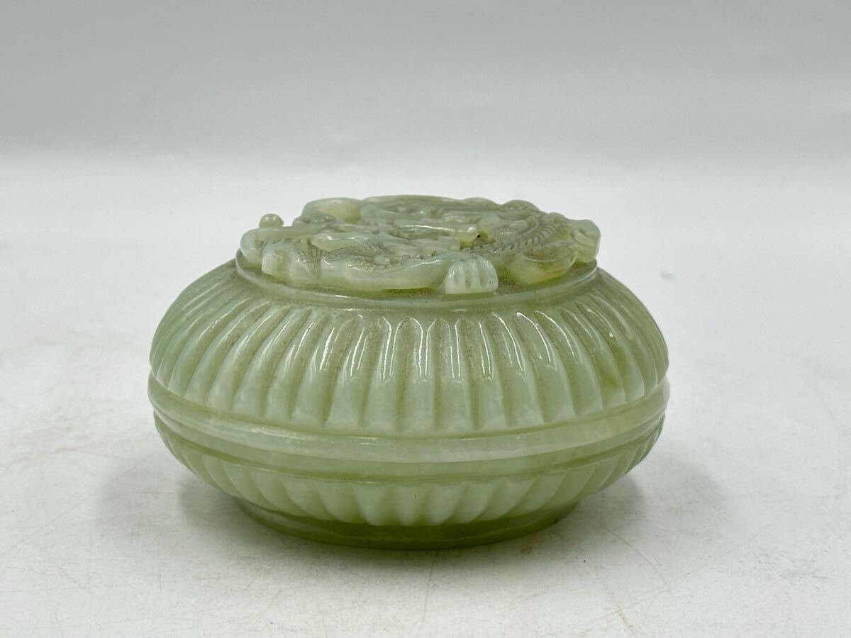 砡香合 龍彫刻 箱付 天然石 中国美術 時代物 香道具 書道 蓋物 砡雕刻 玉製物 唐物 砡石_画像5