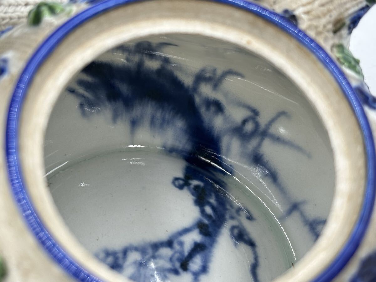 横手急須 煎茶器 煎茶道具 染付 茶道具 京焼 茶器 箱付 備前焼 南蛮焼 朱泥 常滑焼 紫砂 時代物 茶壺_画像6