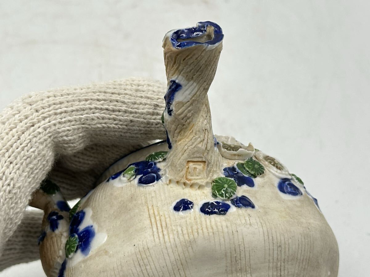 横手急須 煎茶器 煎茶道具 染付 茶道具 京焼 茶器 箱付 備前焼 南蛮焼 朱泥 常滑焼 紫砂 時代物 茶壺_画像8