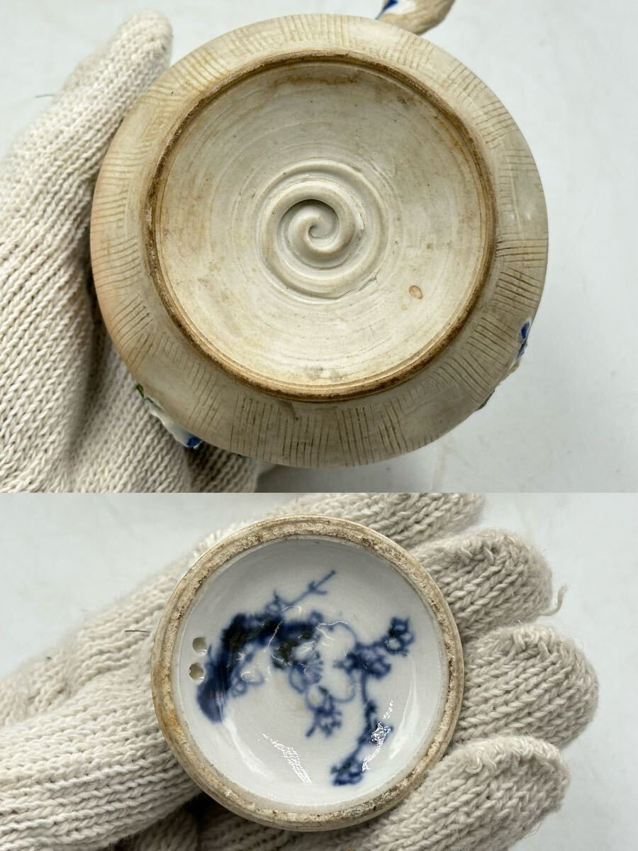 横手急須 煎茶器 煎茶道具 染付 茶道具 京焼 茶器 箱付 備前焼 南蛮焼 朱泥 常滑焼 紫砂 時代物 茶壺_画像9