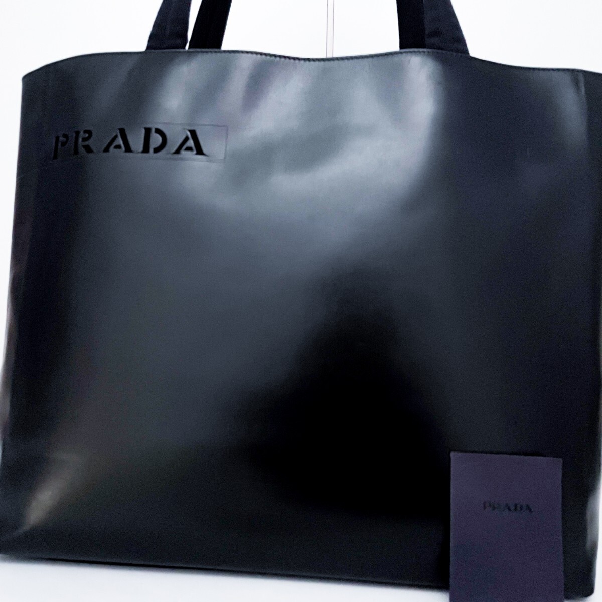 1 иен # не использовался класс # иллюзия. замечательная вещь # бесформенный нет # супер редкий дизайн #PRADA Prada большая сумка бизнес A4 мужской женский кожа черный чёрный 