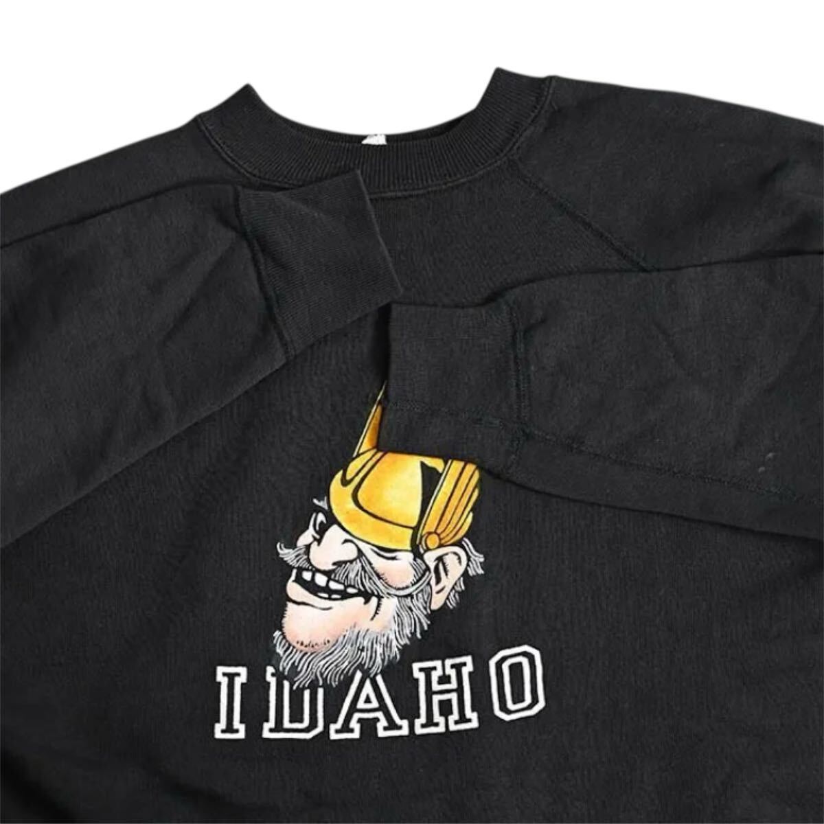 超希少&BIGサイズ!VTG 1960’s IDAHO COLOR FLOCK PRINT L/BLACK BODY SWEATSHIRT MINT USAビンテージカラーフロッキーブラックスウェット_画像6