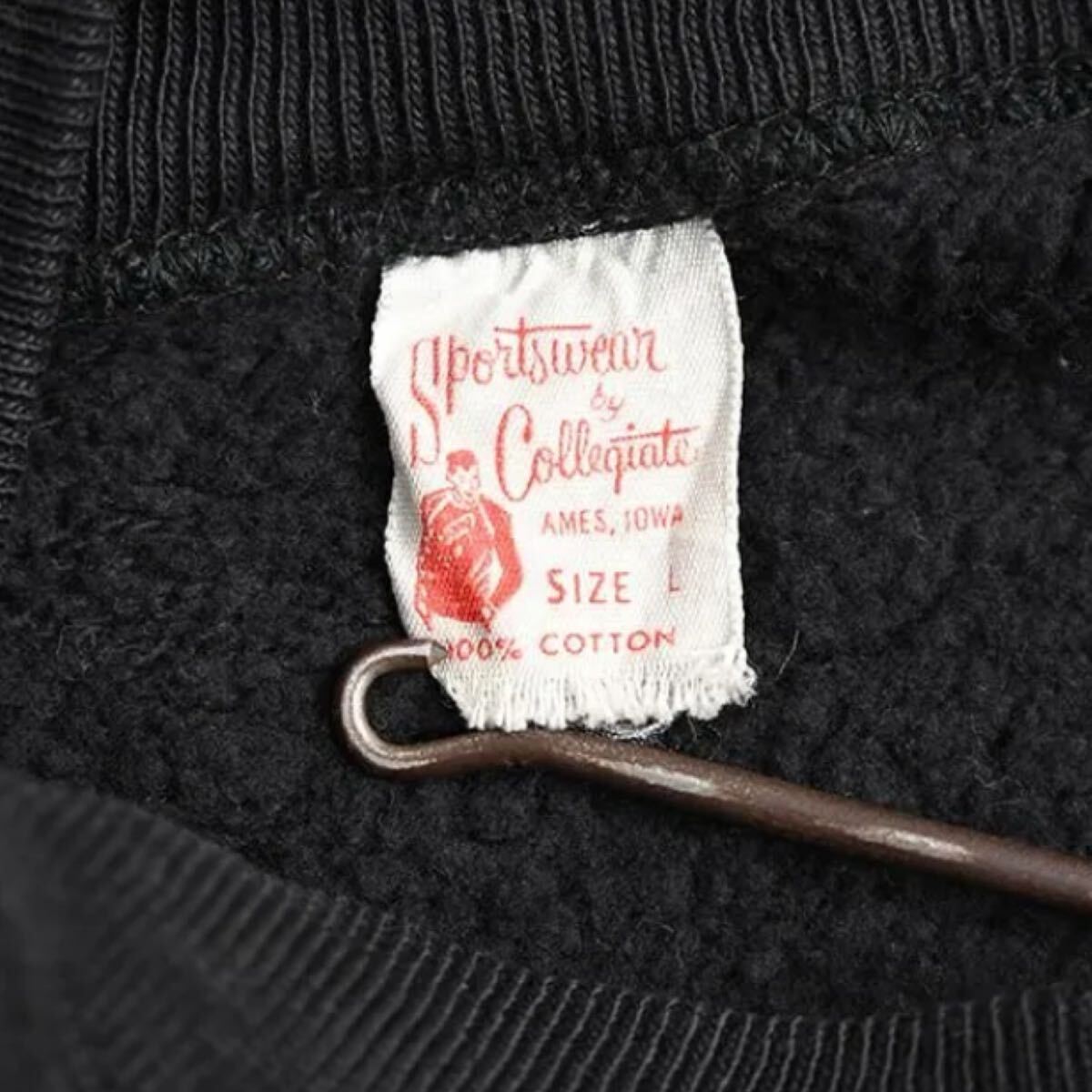 超希少&BIGサイズ!VTG 1960’s IDAHO COLOR FLOCK PRINT L/BLACK BODY SWEATSHIRT MINT USAビンテージカラーフロッキーブラックスウェット_画像7