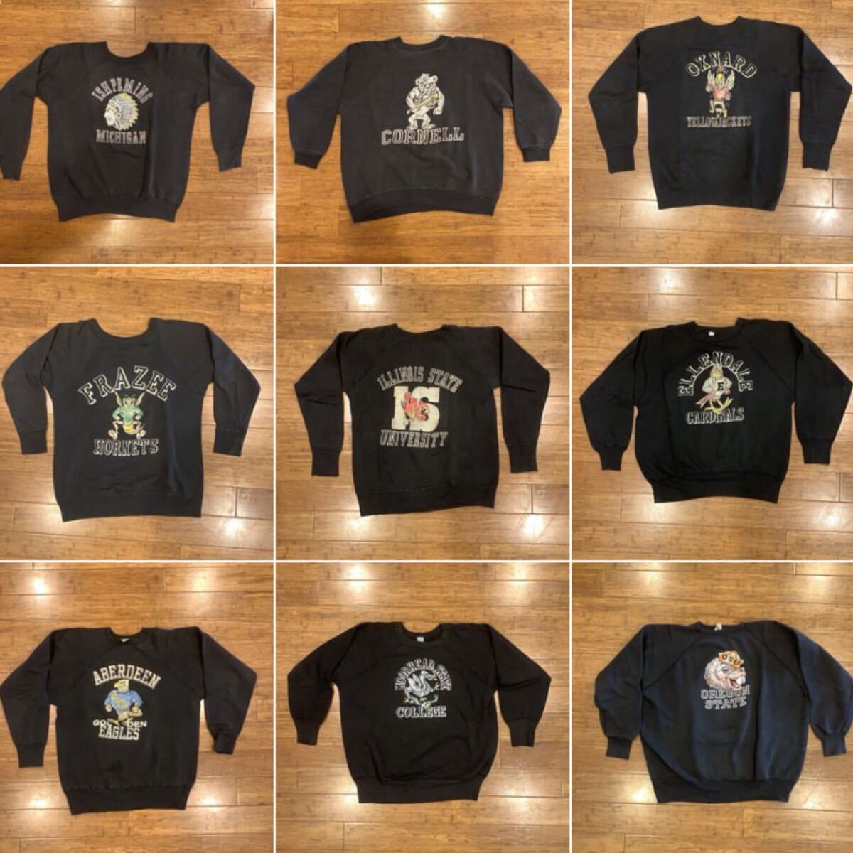 超希少&BIGサイズ!VTG 1960’s IDAHO COLOR FLOCK PRINT L/BLACK BODY SWEATSHIRT MINT USAビンテージカラーフロッキーブラックスウェット_画像10