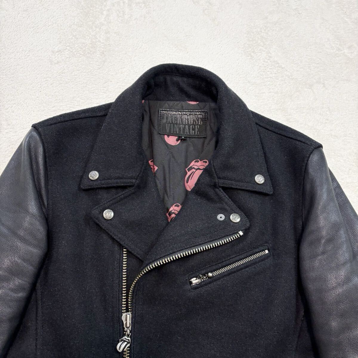 極美品【極希少】JACKROSE ジャックローズ ローリングストーンズ ダブルライダースジャケット レザージャケット ゴートレザー 本革 黒 y2k_画像5