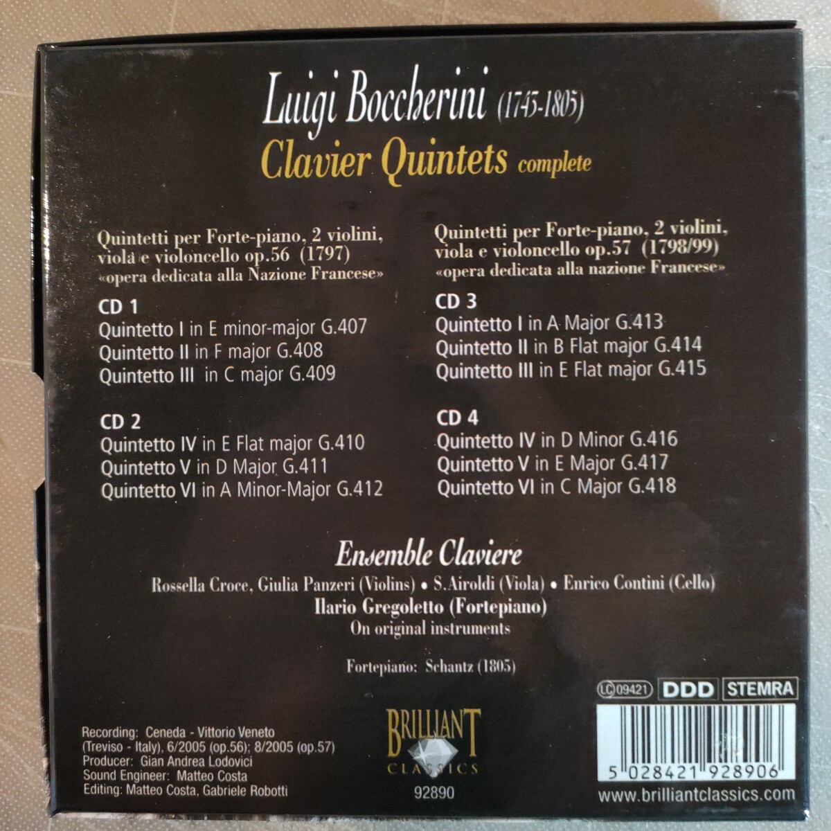 ボッケリーニ: ピアノ五重奏曲全集 (アンサンブル・クラヴィエーレ)(4CD)_画像2