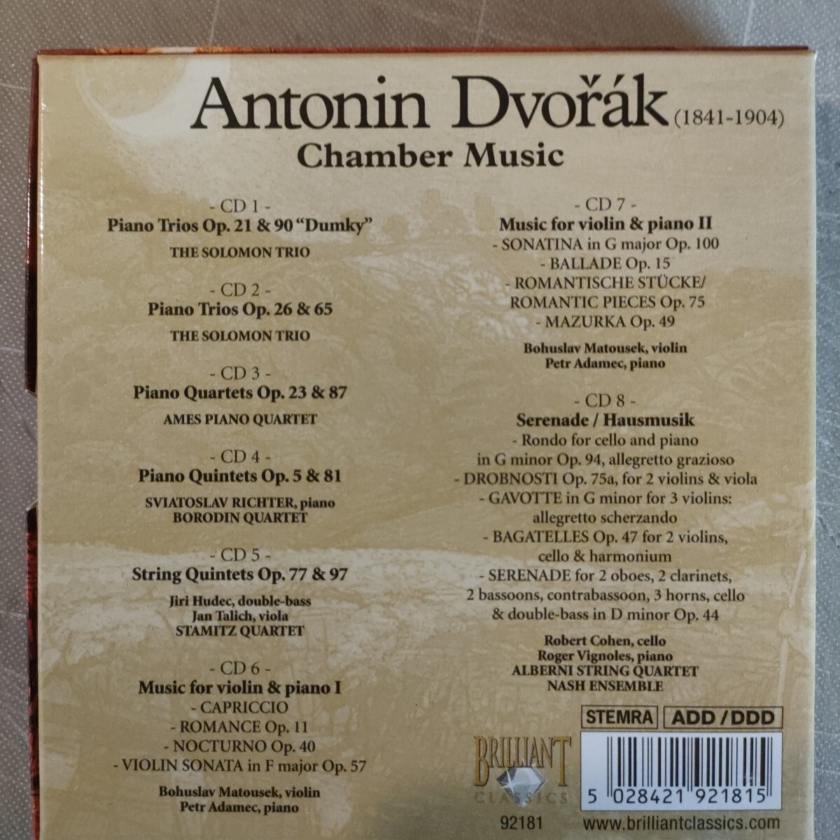 ドヴォルザーク: 室内楽曲集/リヒテル、ボロディン四重奏団、ほか(8CD)_画像2