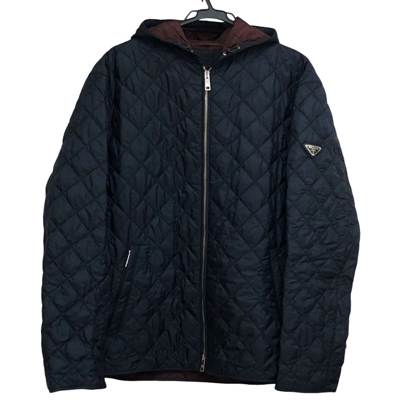 PRADA プラダ キルティングジャケット SGH053 ダークネイビー×えんじ色 サイズ52 メンズ 【中古】 22511K341_画像1