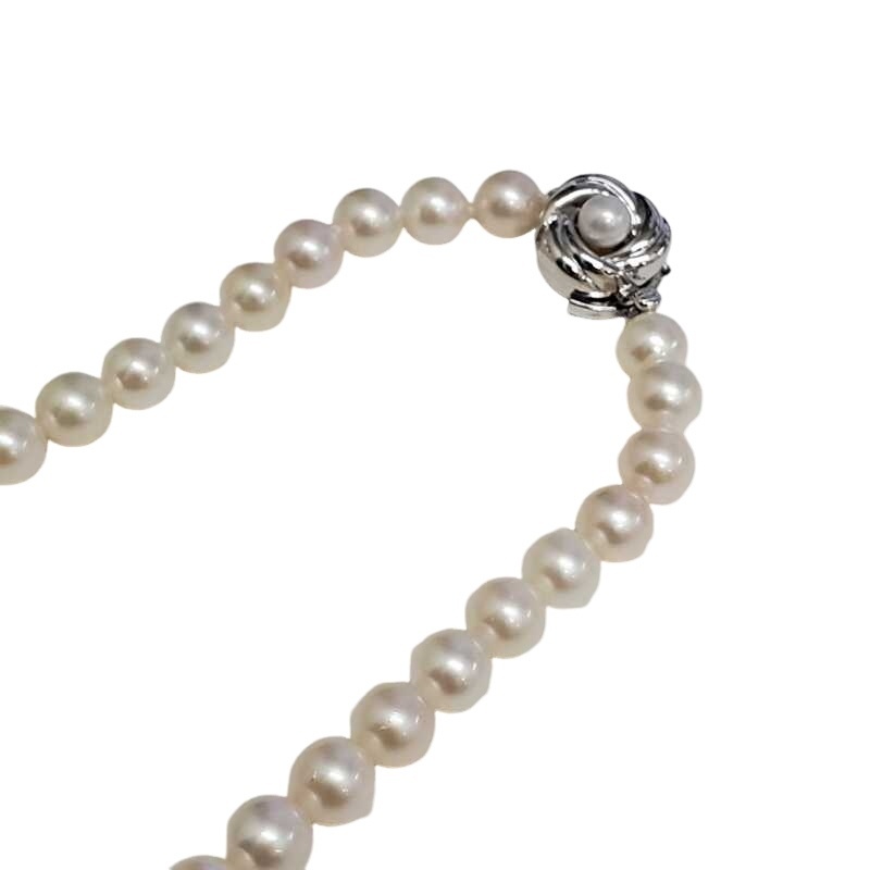 パール ネックレス イヤリング 2点セット 直径7.5~8.0mm シルバークラスプ K14WG 鑑別書 【中古】 32511R26_画像4